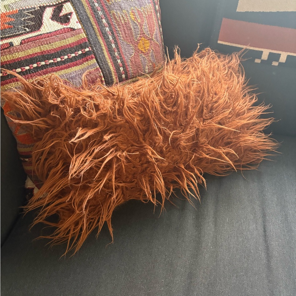 Shaggy Brown Throw Pillow